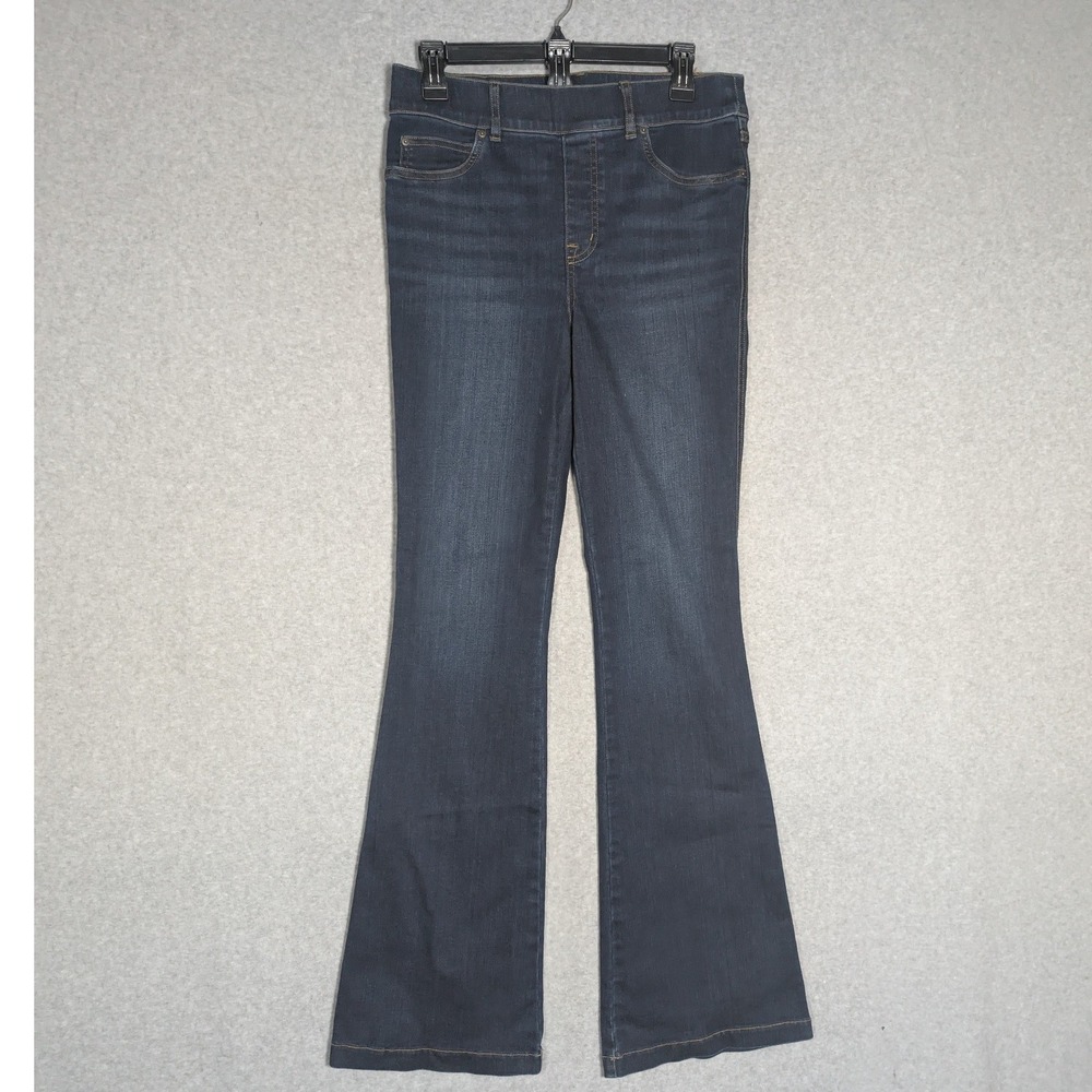 Spanx Flare Jeans Womens Size Medium Stretch Denim High Rise Slimming Dark Wash